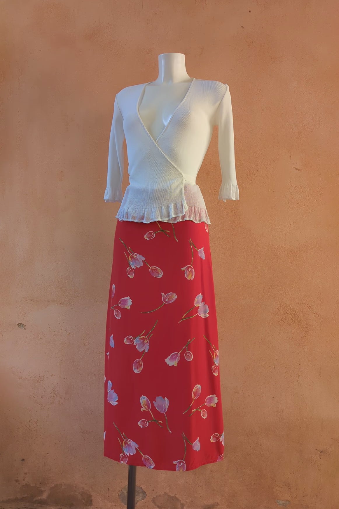 The Benetton Red Tulip Maxi Skirt