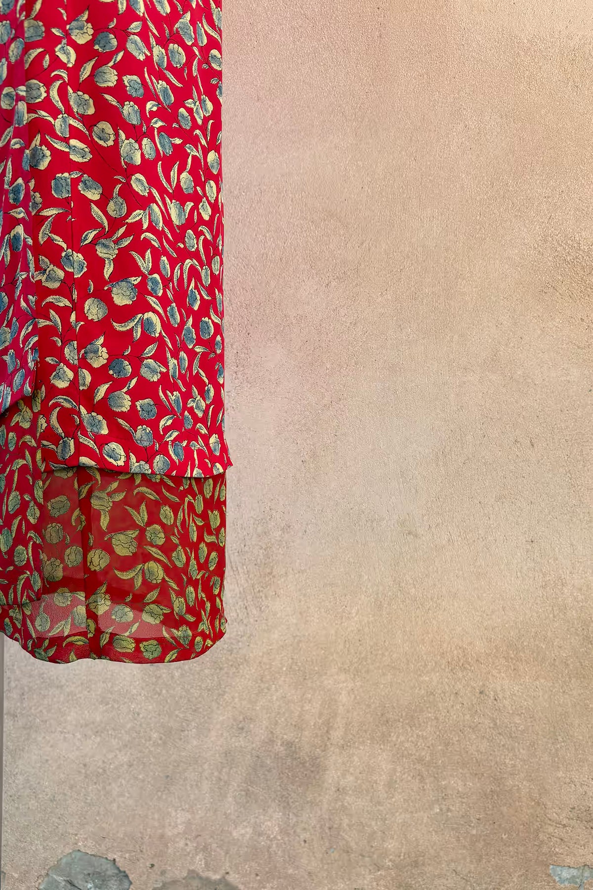 The Red Printed Viscose & Silk Maxi Wrap Skirt