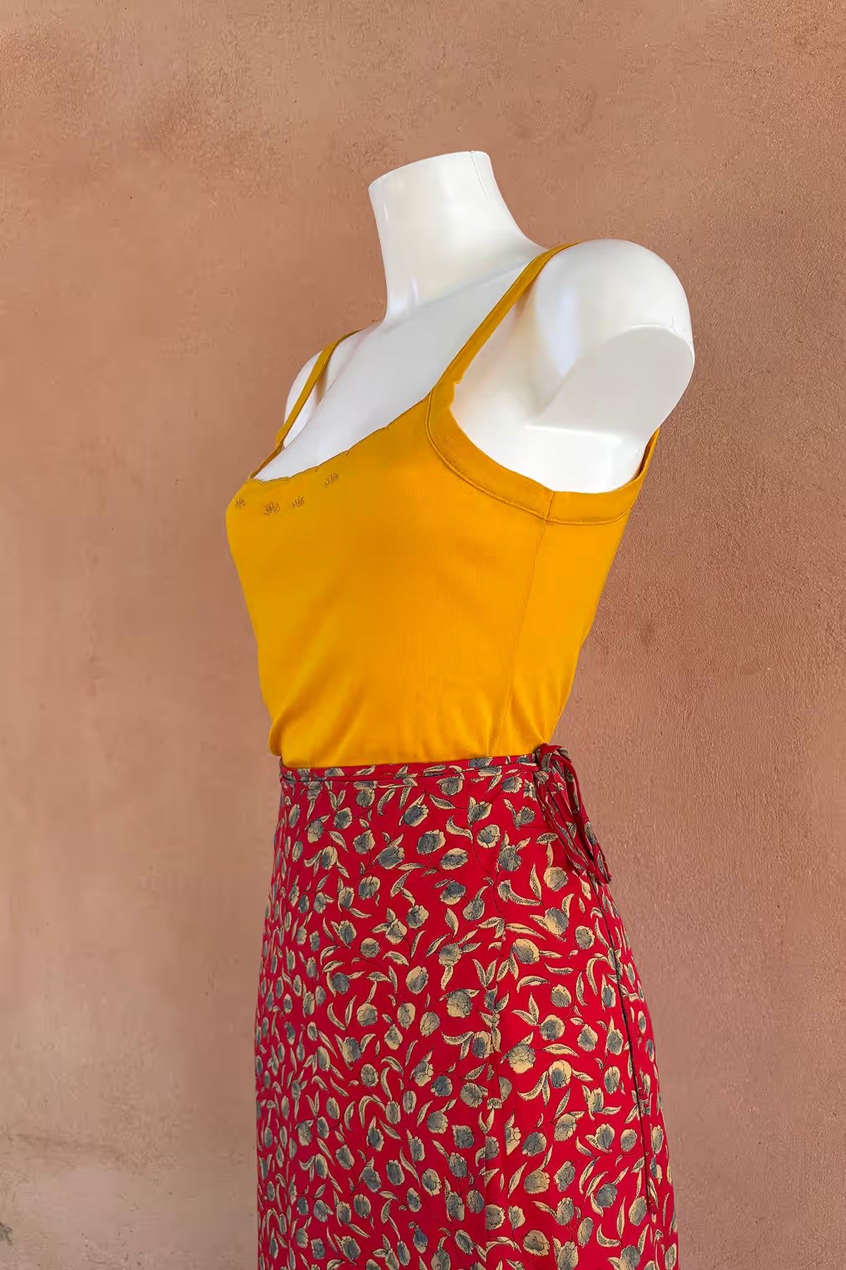 The Mustard Embroidered Cotton Cami Top