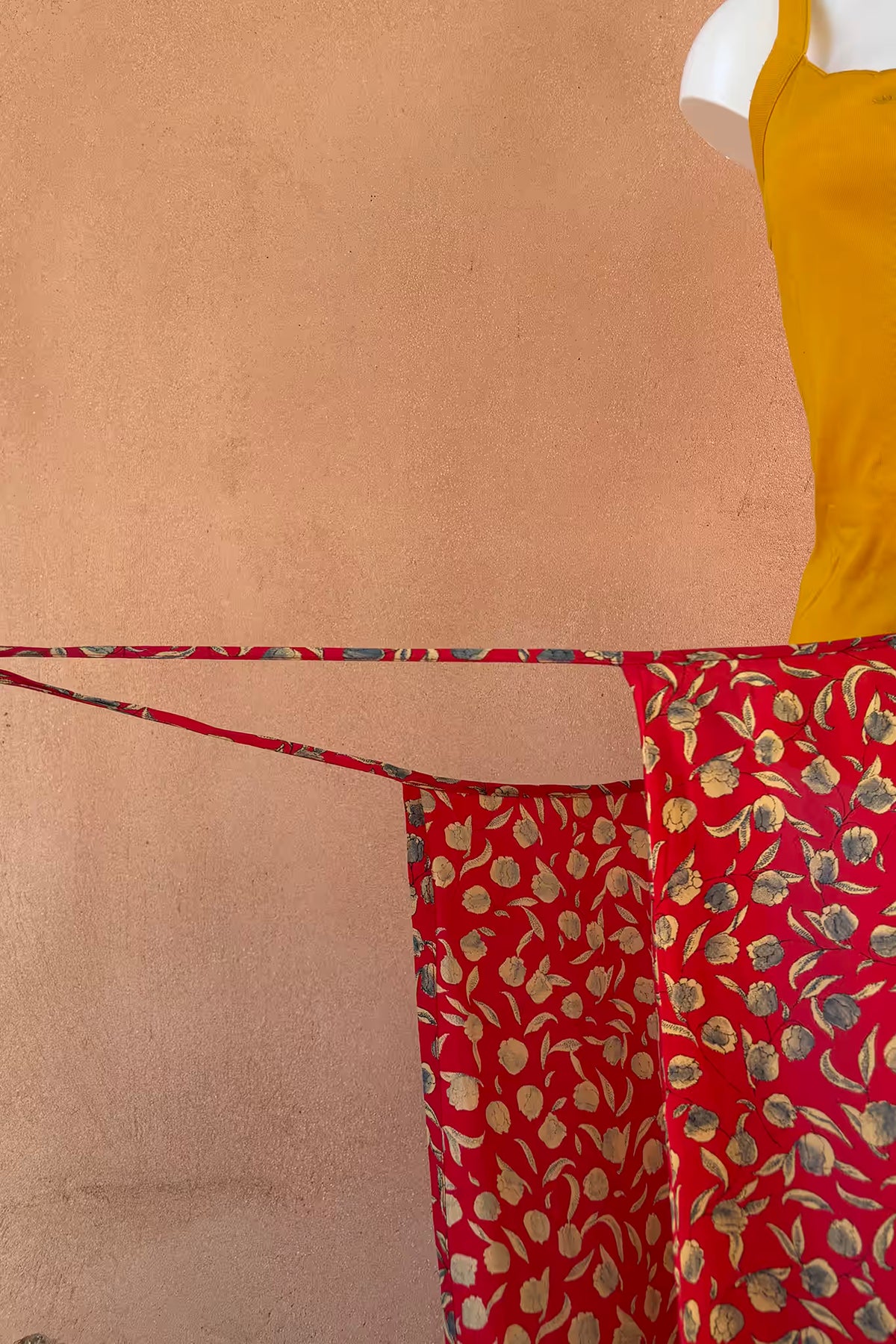 The Red Printed Viscose & Silk Maxi Wrap Skirt