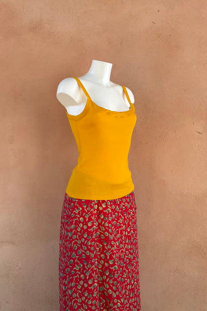 The Mustard Embroidered Cotton Cami Top