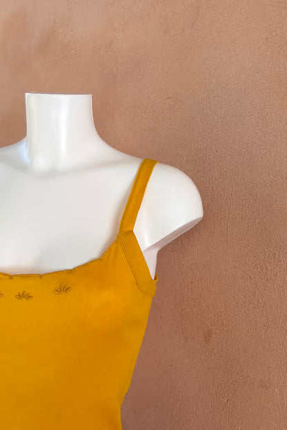 The Mustard Embroidered Cotton Cami Top