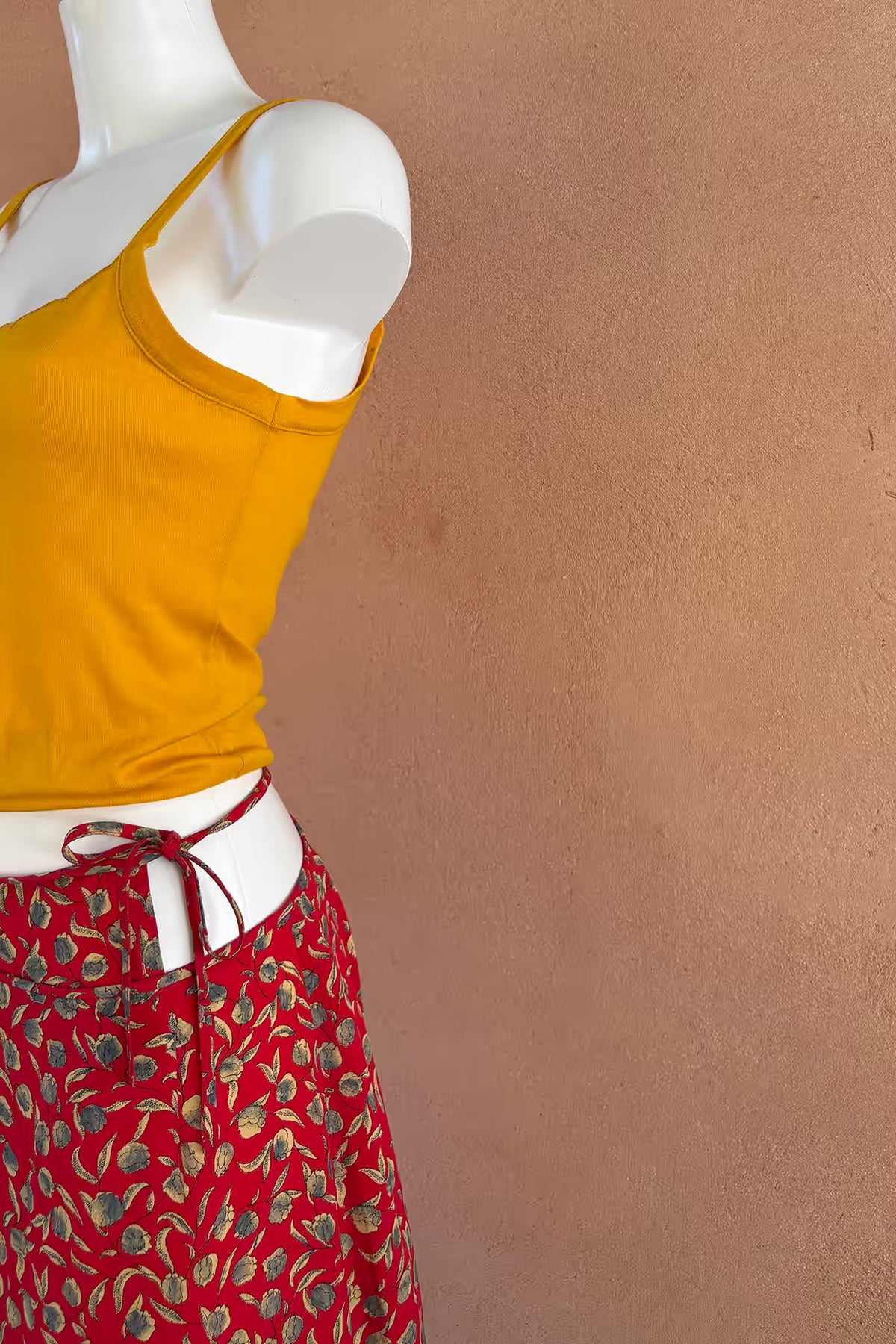 The Red Printed Viscose & Silk Maxi Wrap Skirt