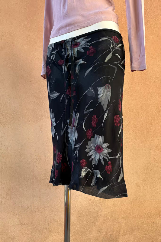 The 90s Chiffon Tie Midi Skirt