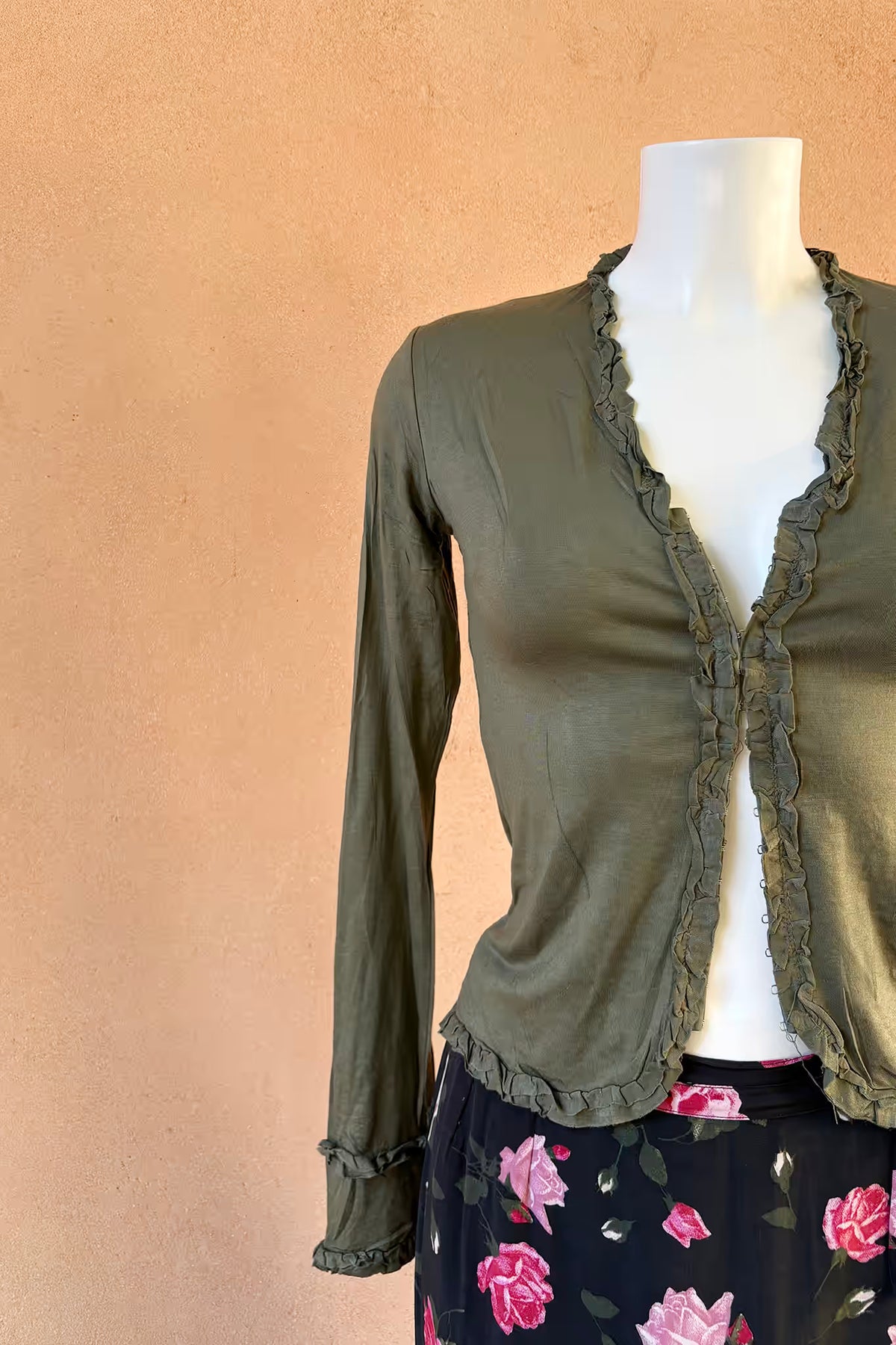 The Olive Buckle Ruffle Top