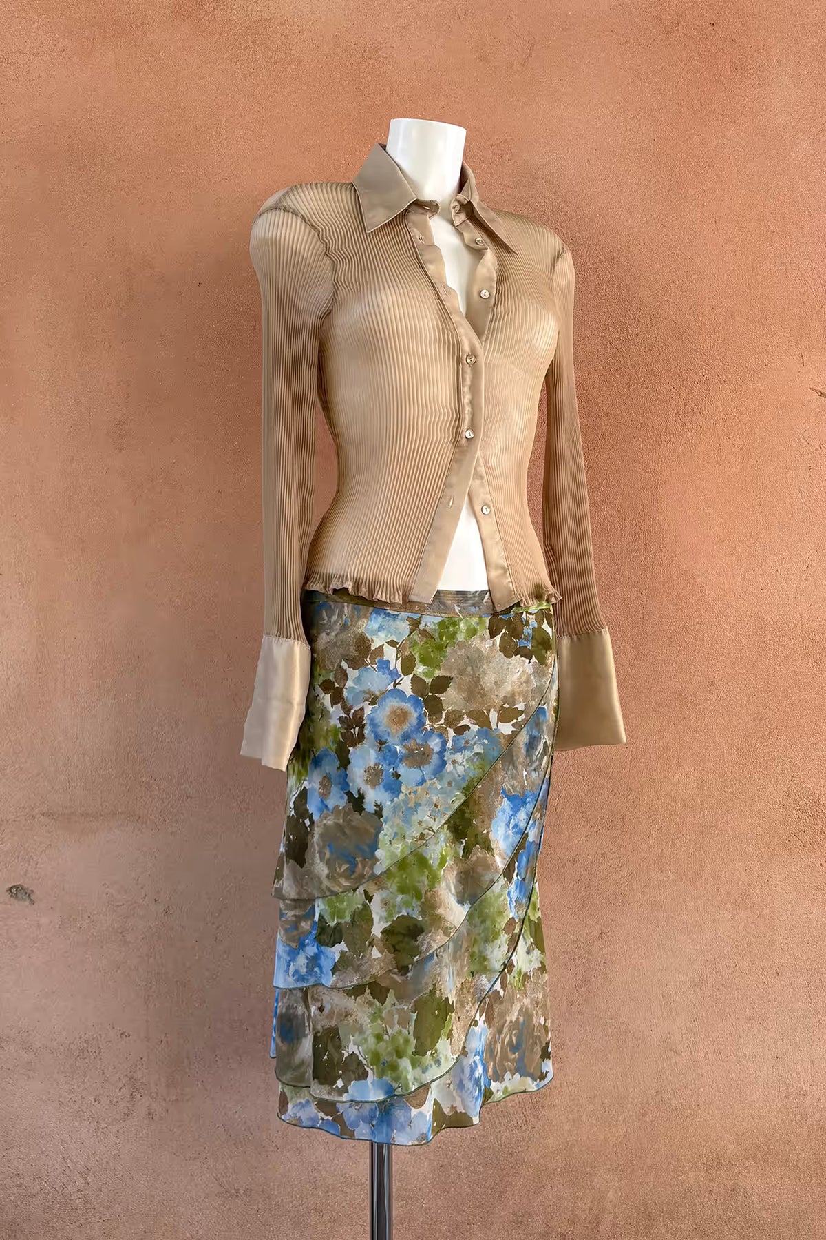 The Golden Pleated Sheer Shirt