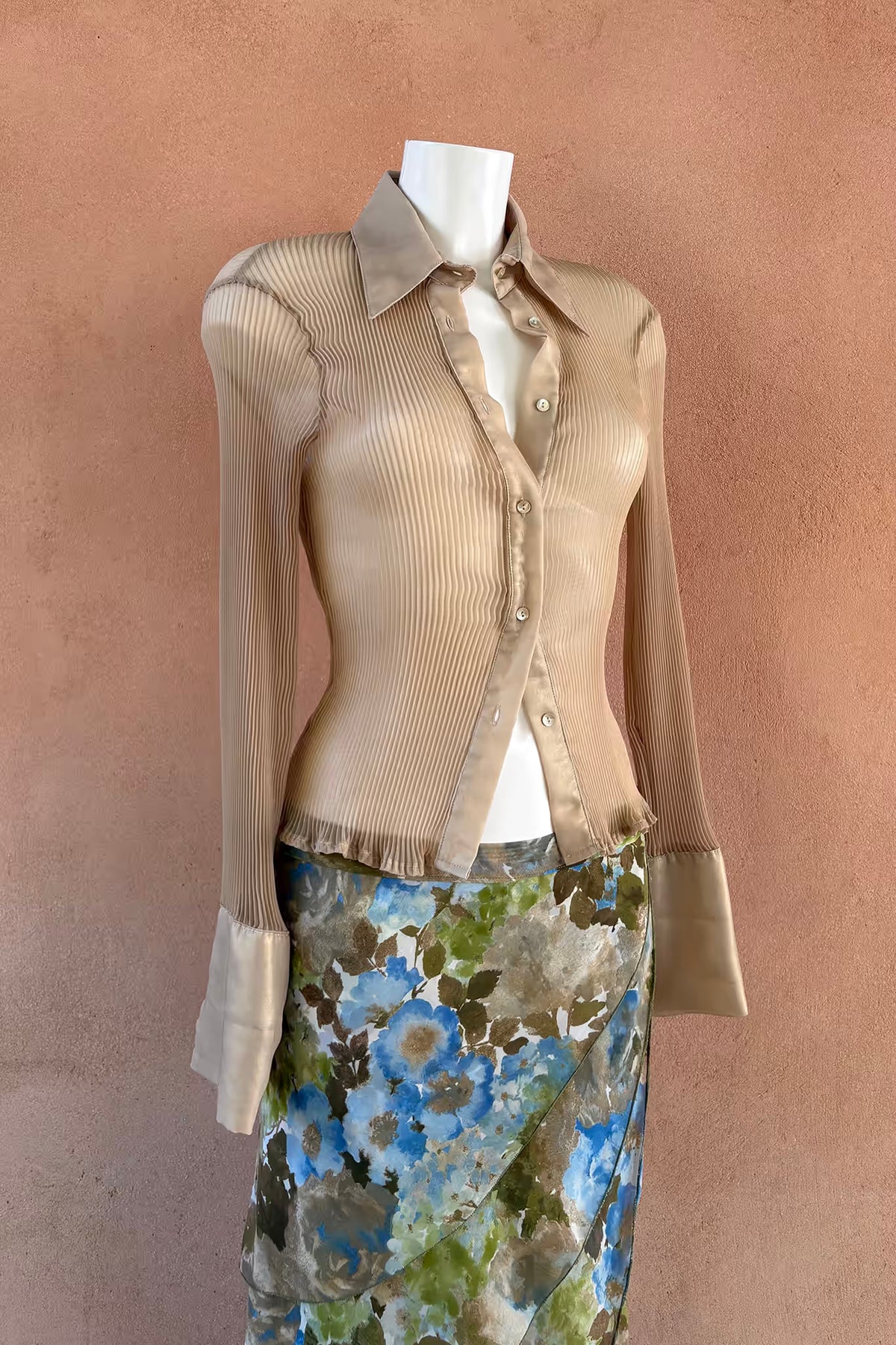 The Golden Pleated Sheer Shirt
