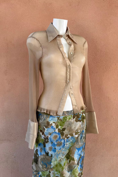 The Golden Pleated Sheer Shirt