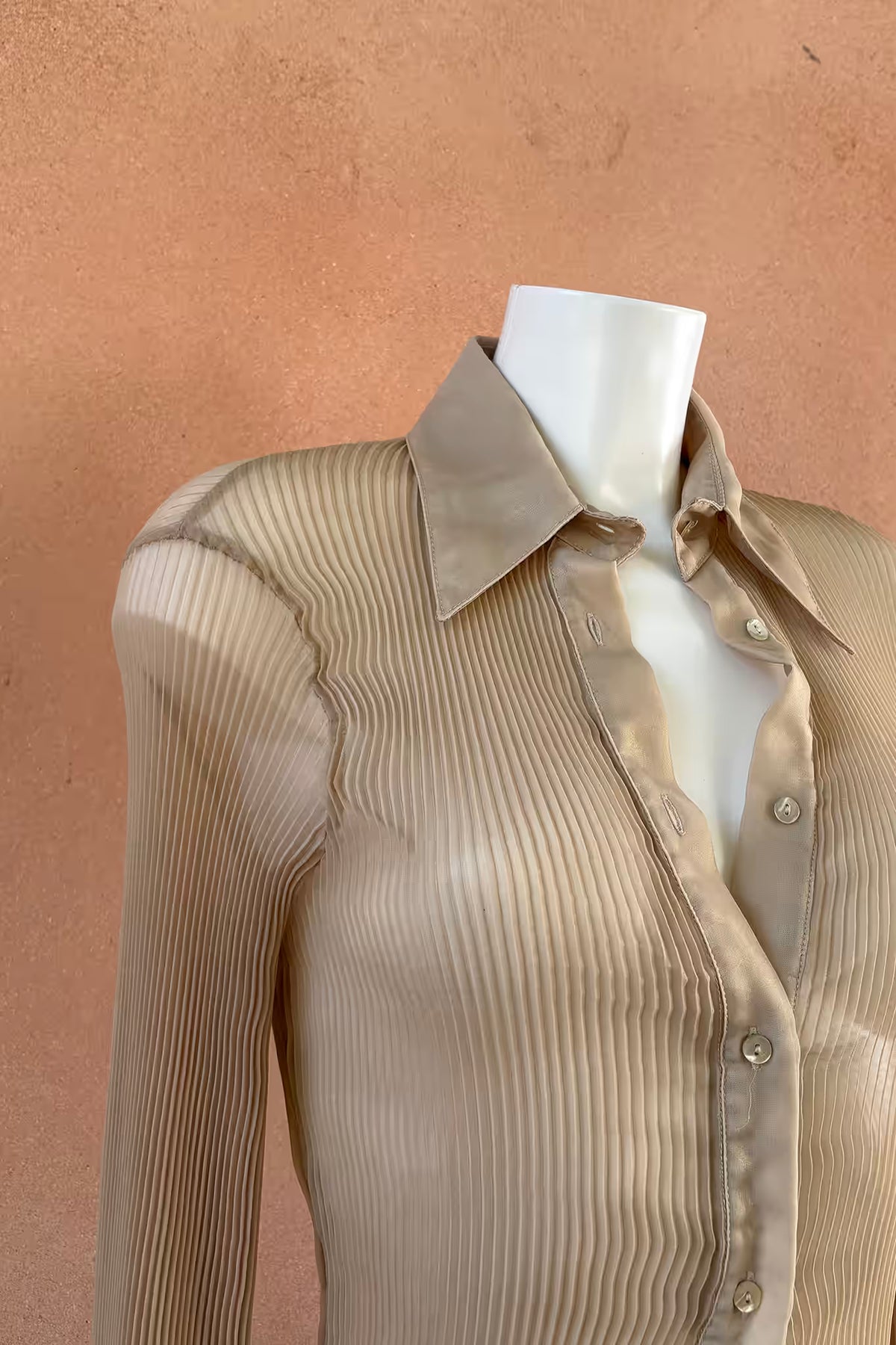 The Golden Pleated Sheer Shirt