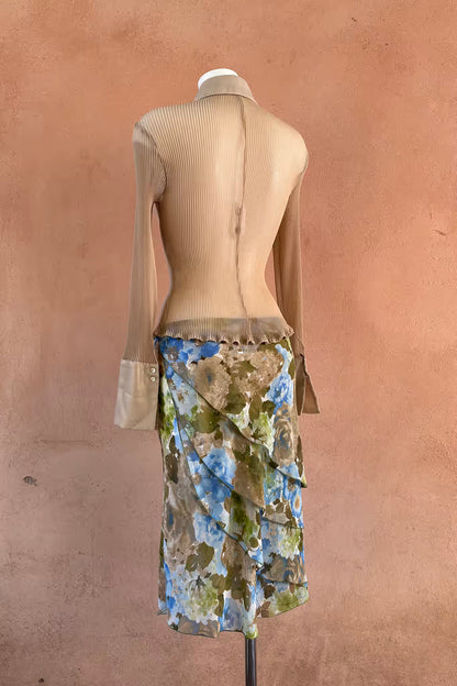 The Golden Pleated Sheer Shirt