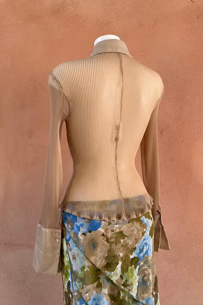 The Golden Pleated Sheer Shirt