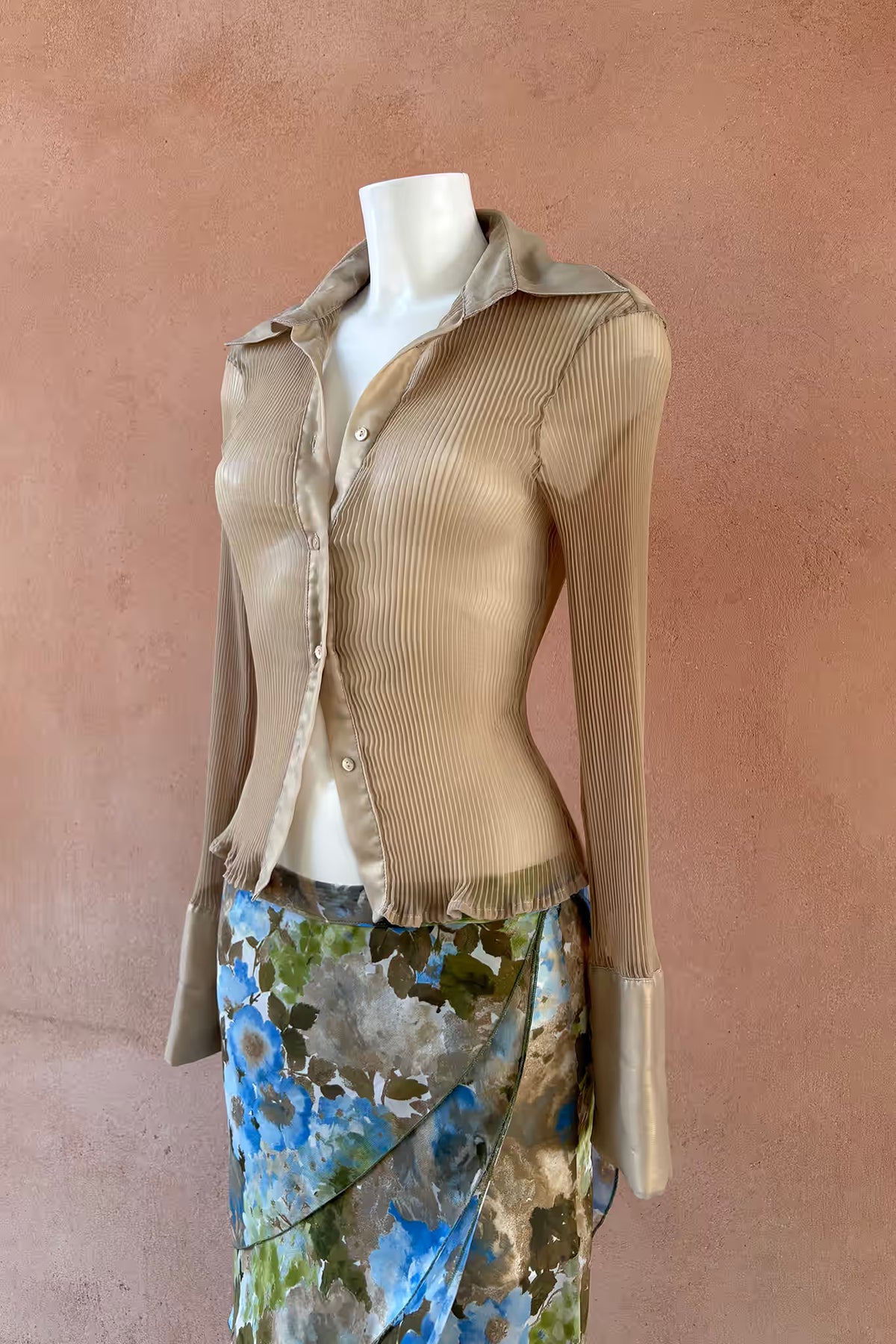 The Golden Pleated Sheer Shirt
