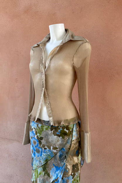 The Golden Pleated Sheer Shirt