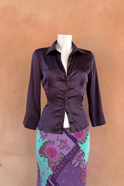 The Max & Co. Aubergine Silk Satin Shirt