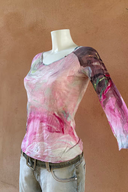 The Pastel Abstract Y2K Jersey Top