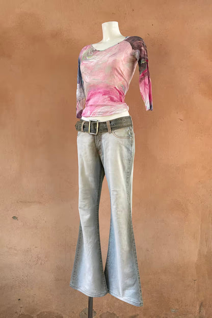 The Pastel Abstract Y2K Jersey Top