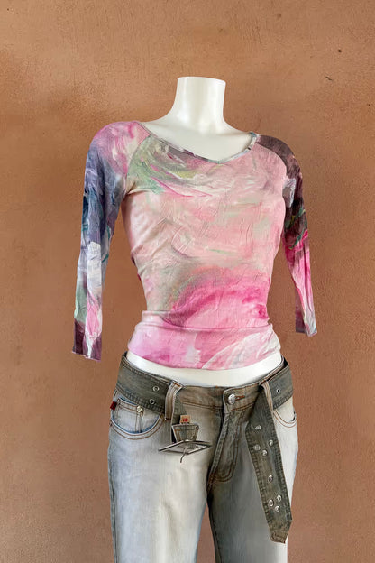 The Pastel Abstract Y2K Jersey Top