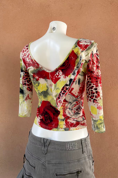 The Italian Print Ruffle Y2K Top