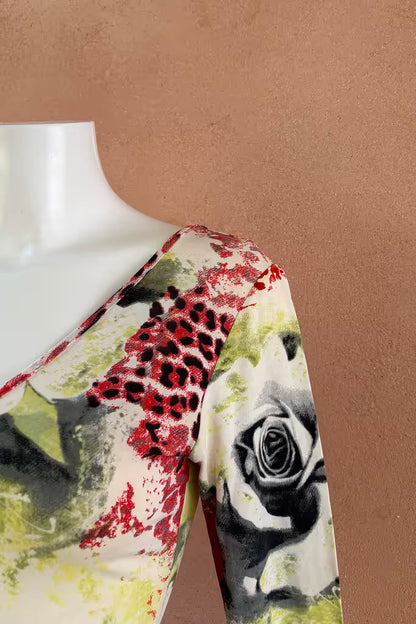 The Italian Print Ruffle Y2K Top