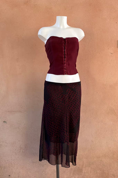 The Deep Burgundy Organza Corset Top