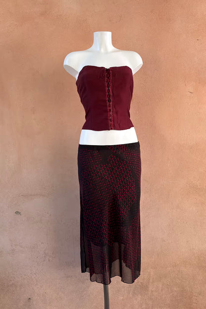 The Black & Red Chiffon Midi Skirt