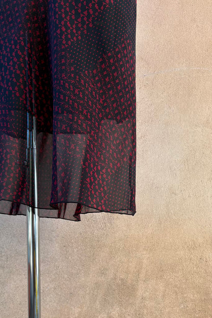 The Black & Red Chiffon Midi Skirt