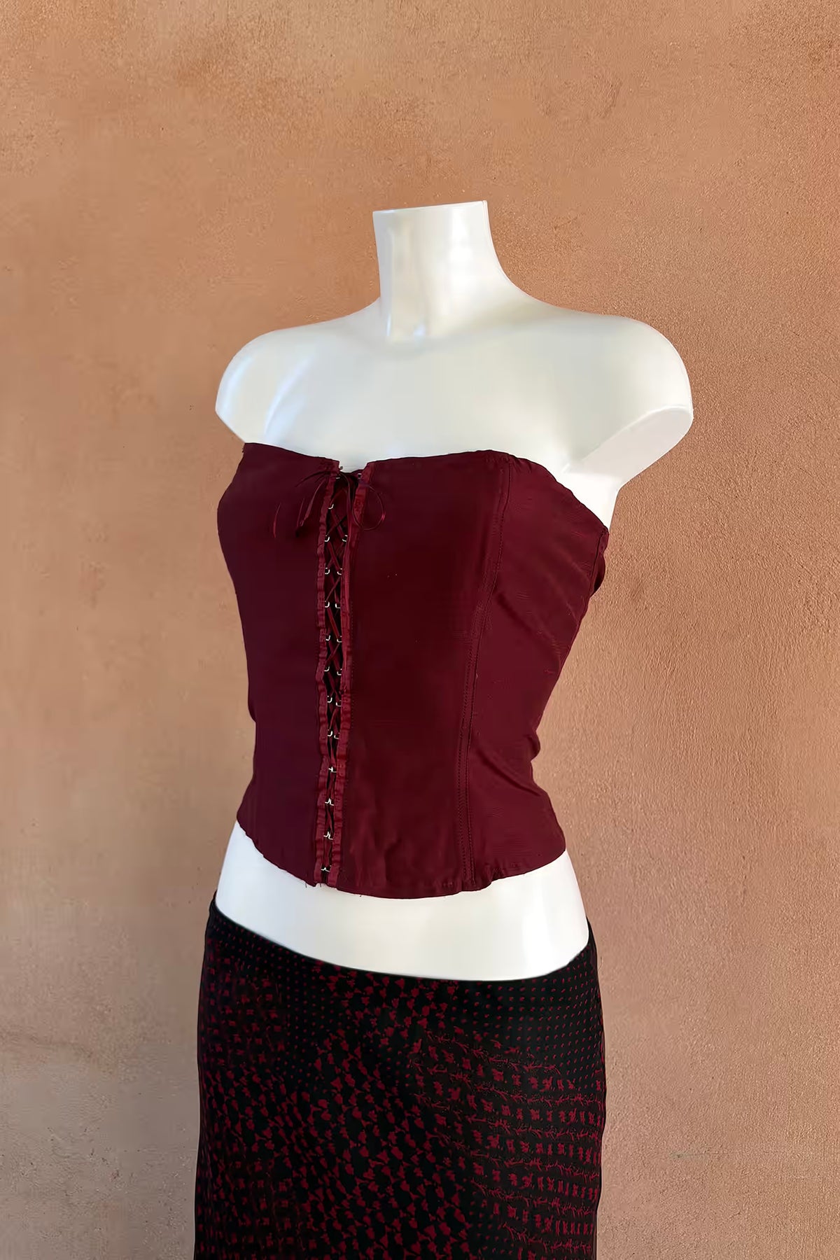 The Deep Burgundy Organza Corset Top