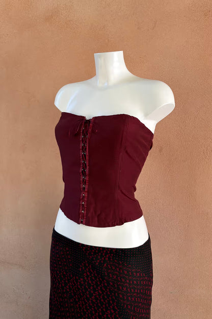 The Deep Burgundy Organza Corset Top