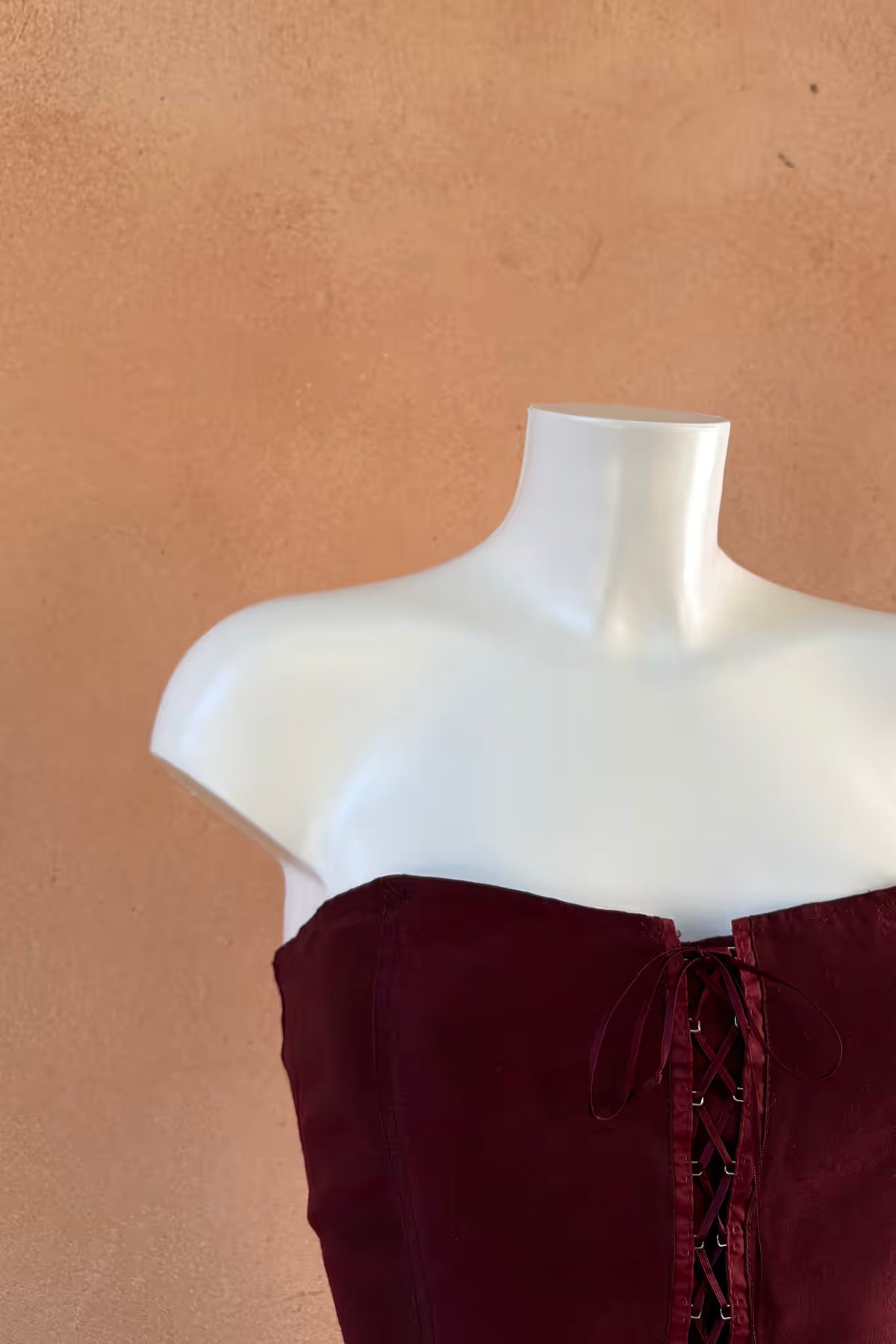 The Deep Burgundy Organza Corset Top