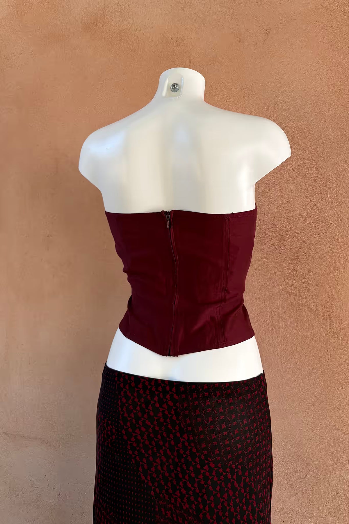 The Deep Burgundy Organza Corset Top