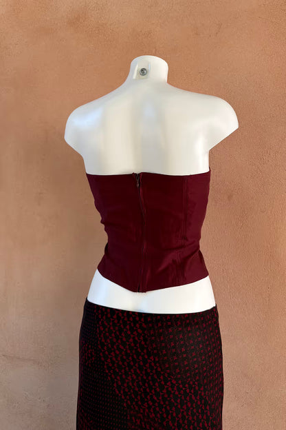 The Deep Burgundy Organza Corset Top