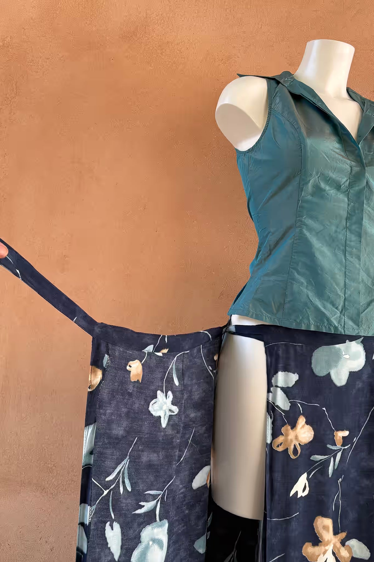 The Navy Watercolor Floral 90s Maxi Wrap Skirt
