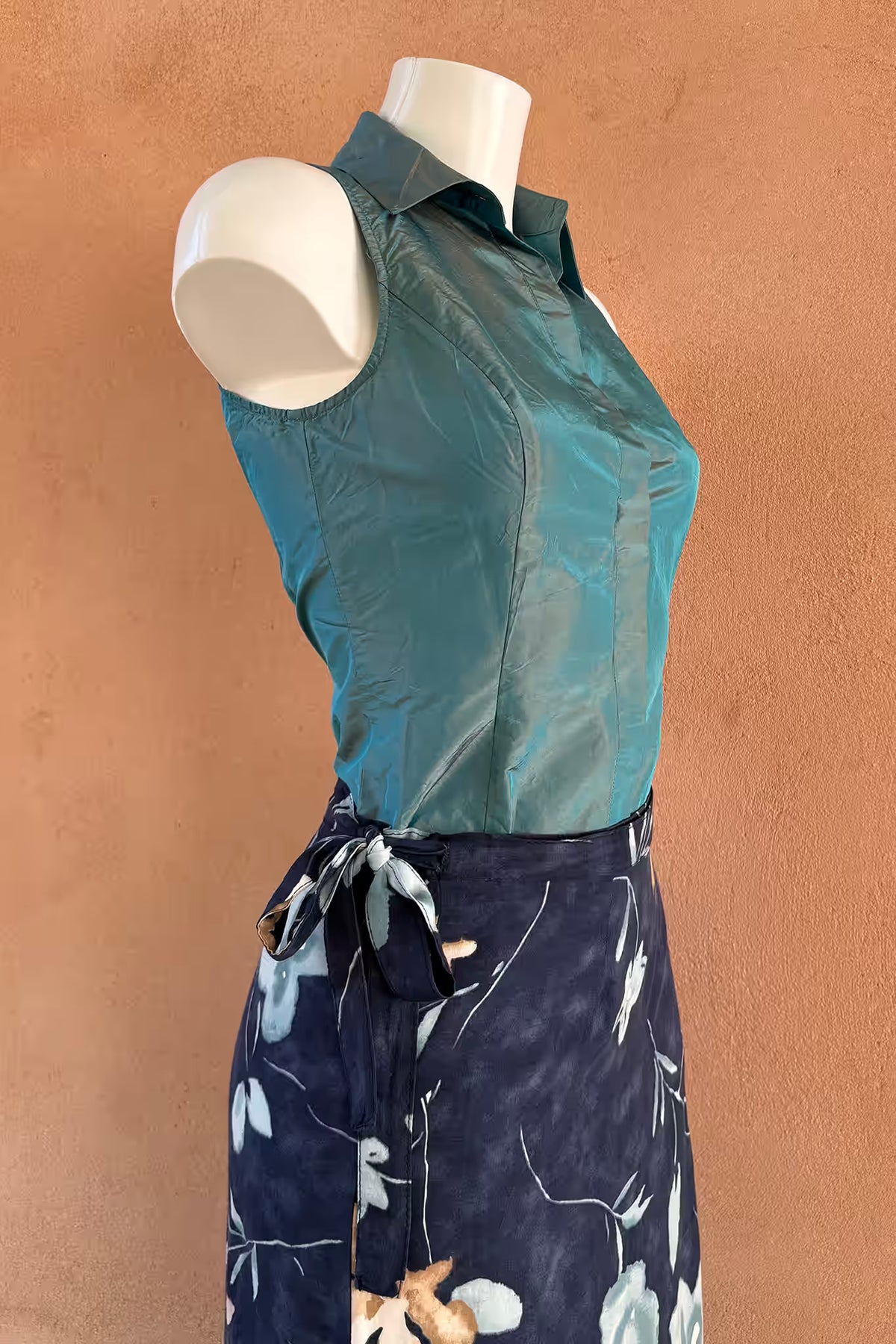 The Navy Watercolor Floral 90s Maxi Wrap Skirt