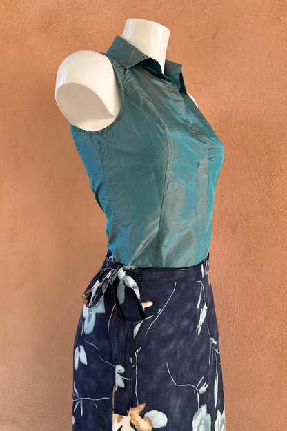 The Navy Watercolor Floral 90s Maxi Wrap Skirt