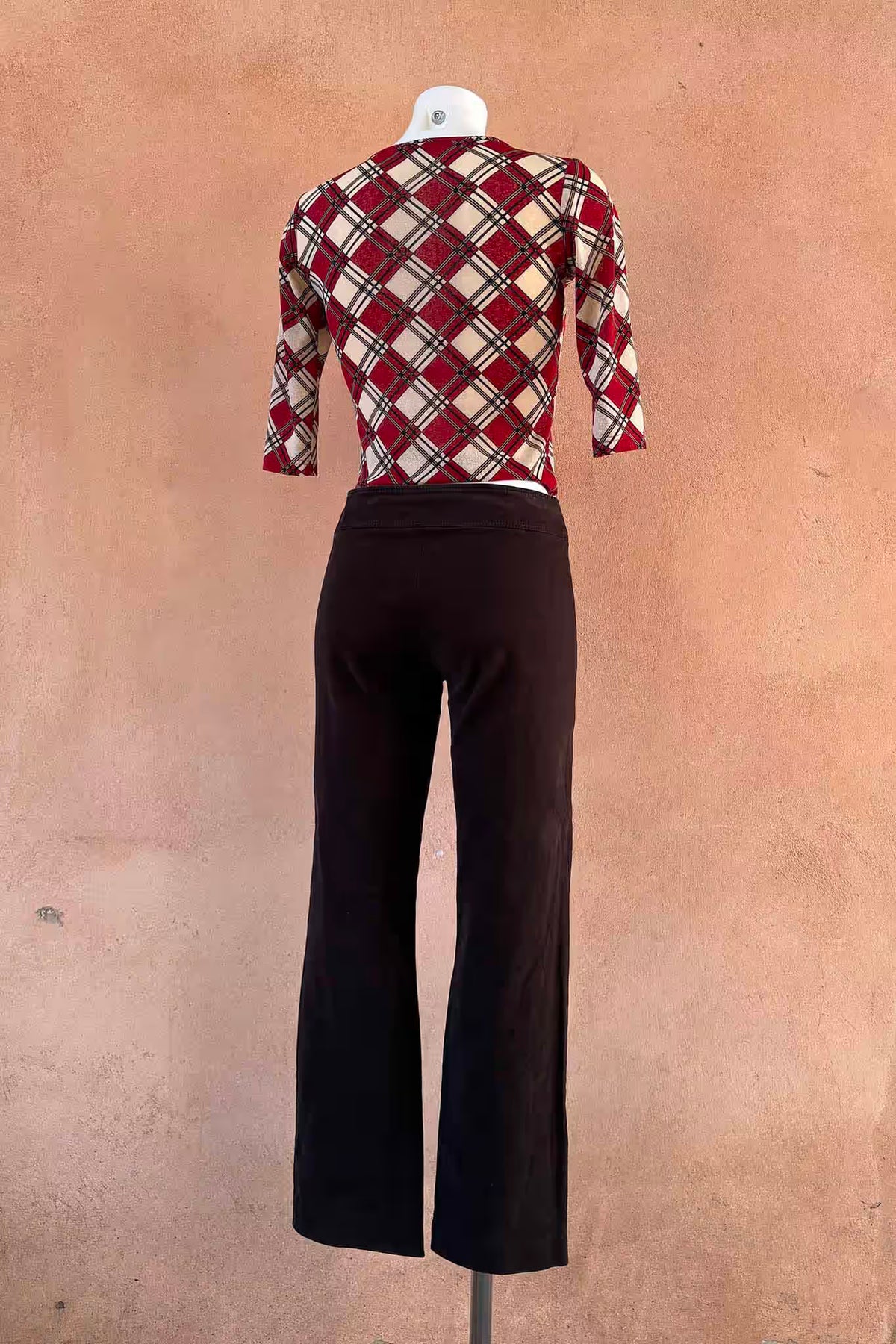 The Esisto by Conpibel Red Plaid Mesh Y2K Top
