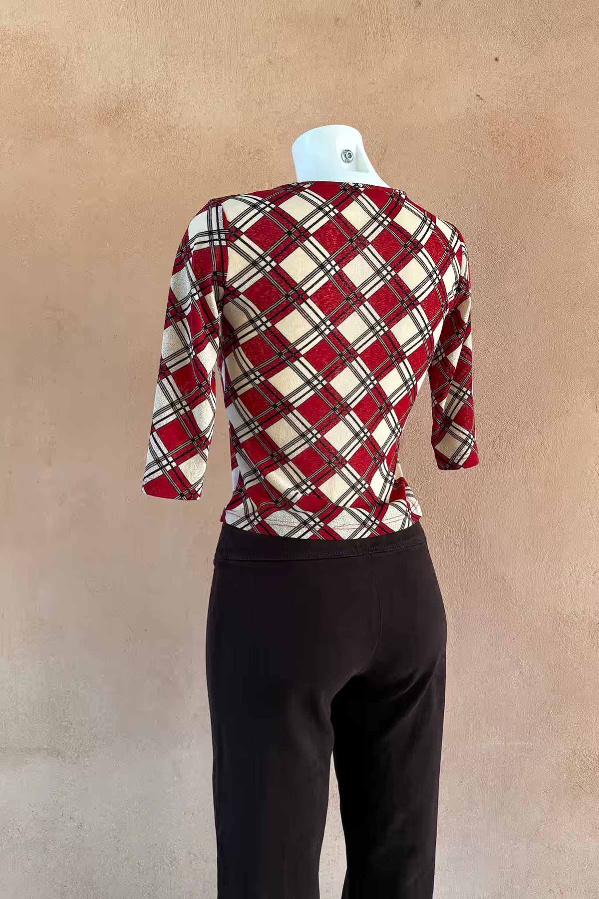 The Esisto by Conpibel Red Plaid Mesh Y2K Top