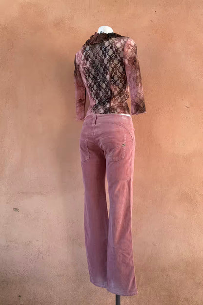 The Gas Dusty Pink Corduroy Y2K Pants