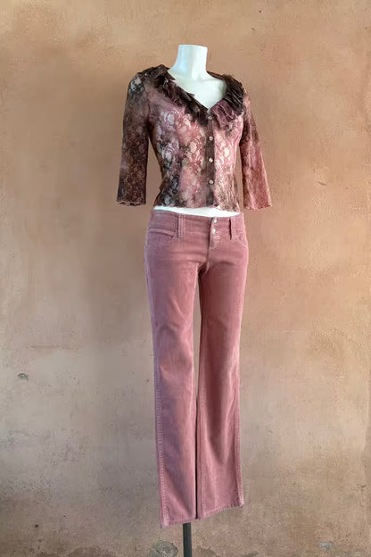 The Gas Dusty Pink Corduroy Y2K Pants