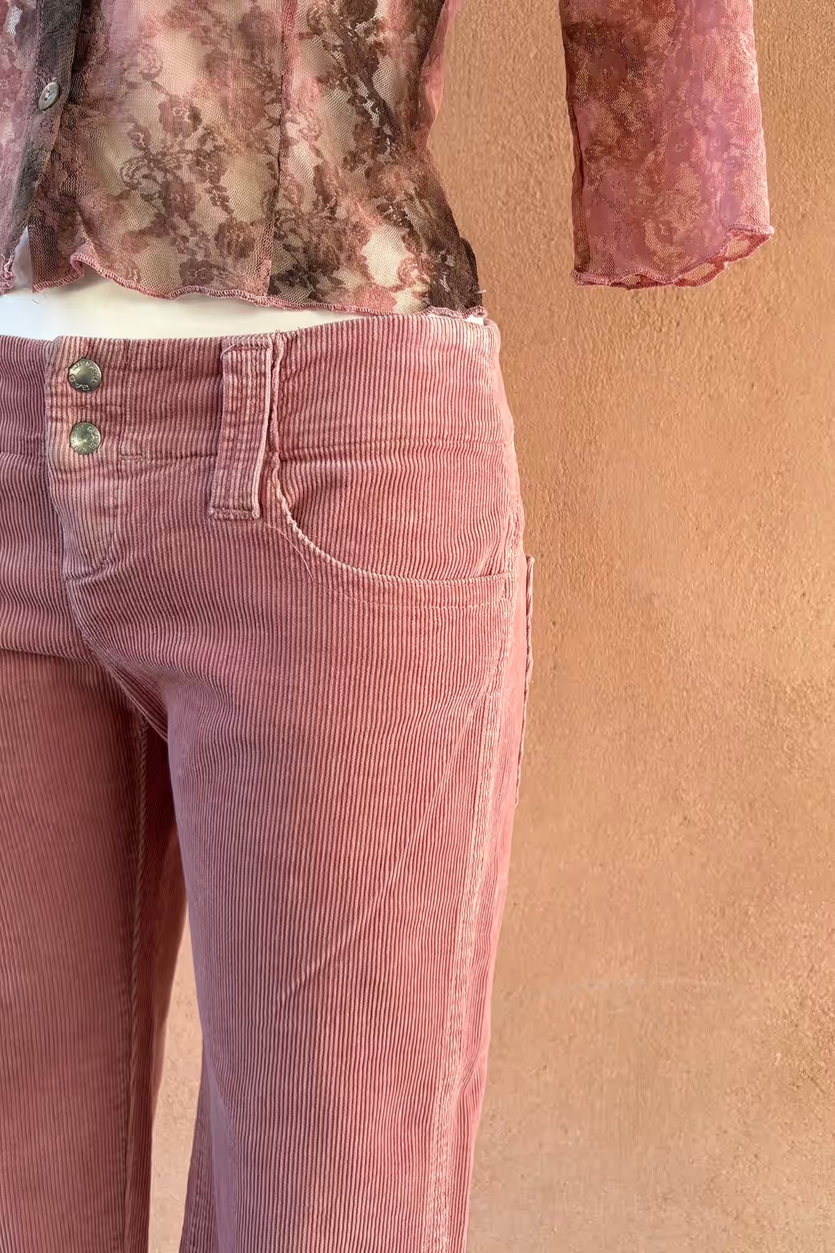 The Gas Dusty Pink Corduroy Y2K Pants