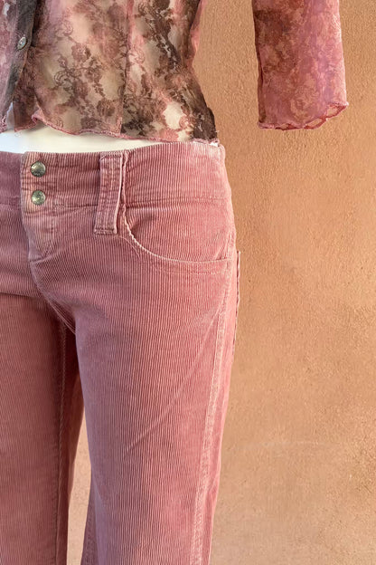 The Gas Dusty Pink Corduroy Y2K Pants