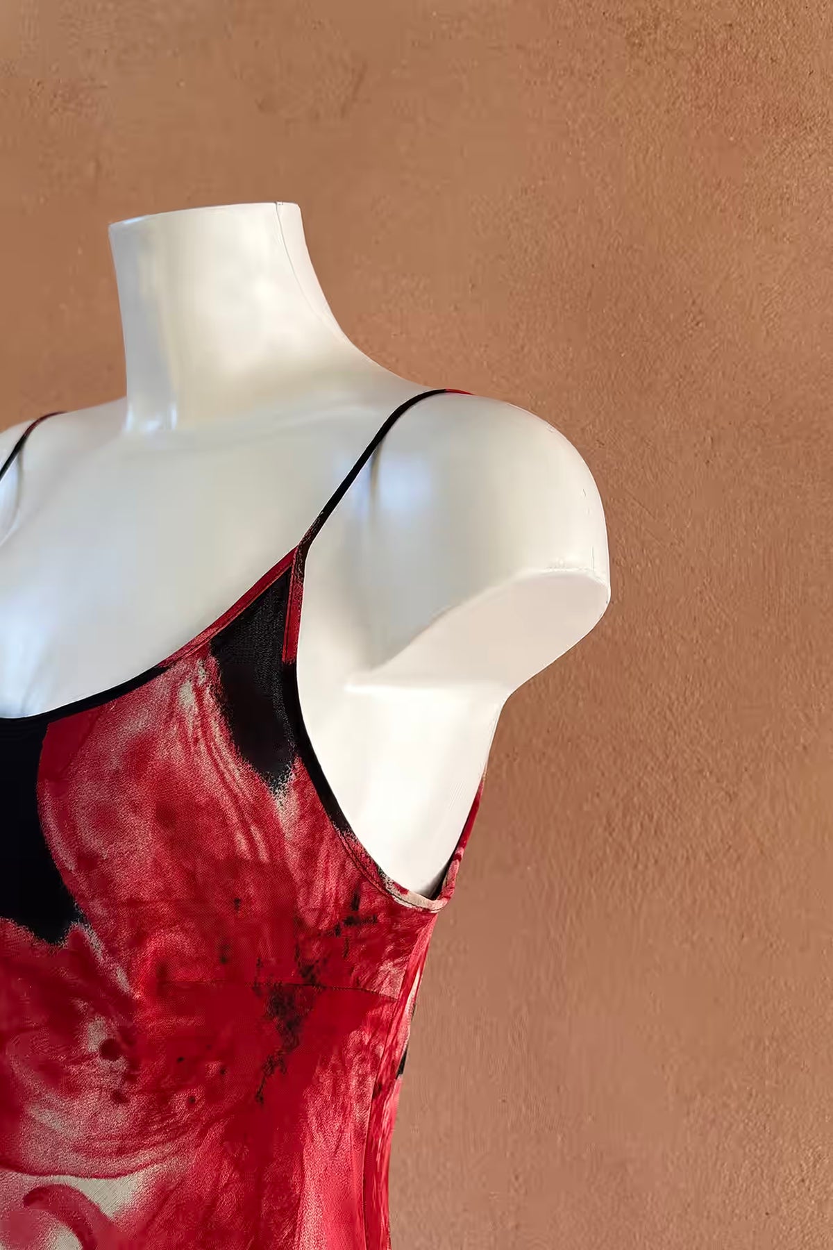 The Black & Red Floral Asymmetrical 90s Slip Dress