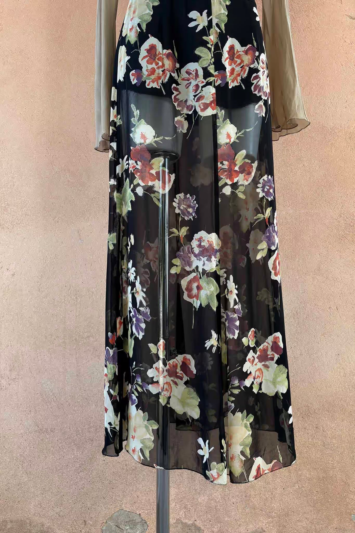 The Mariella Burani Black Floral Sheer 90s Maxi Skirt