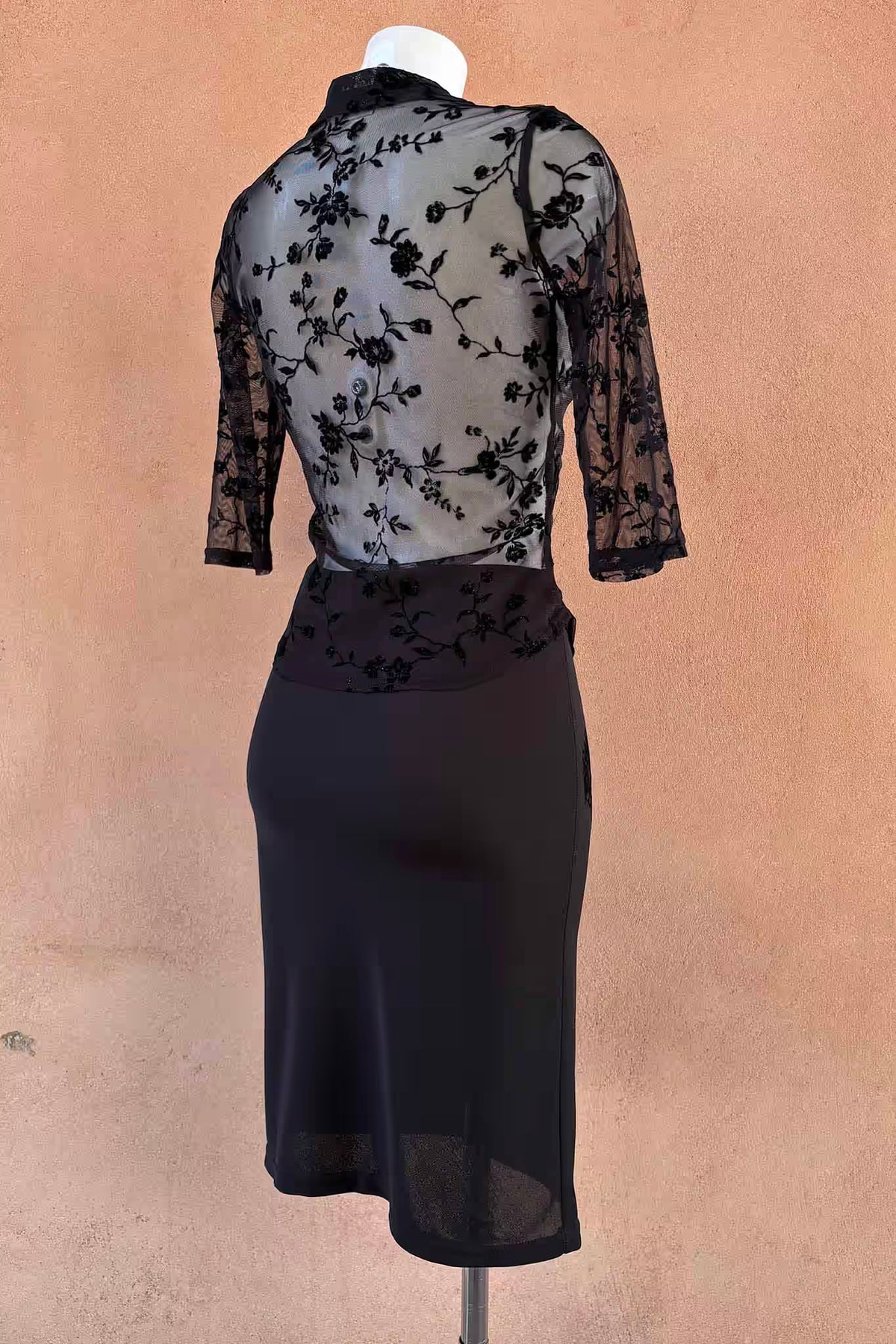 The Black Velvet Floral Mesh Y2K Shirt