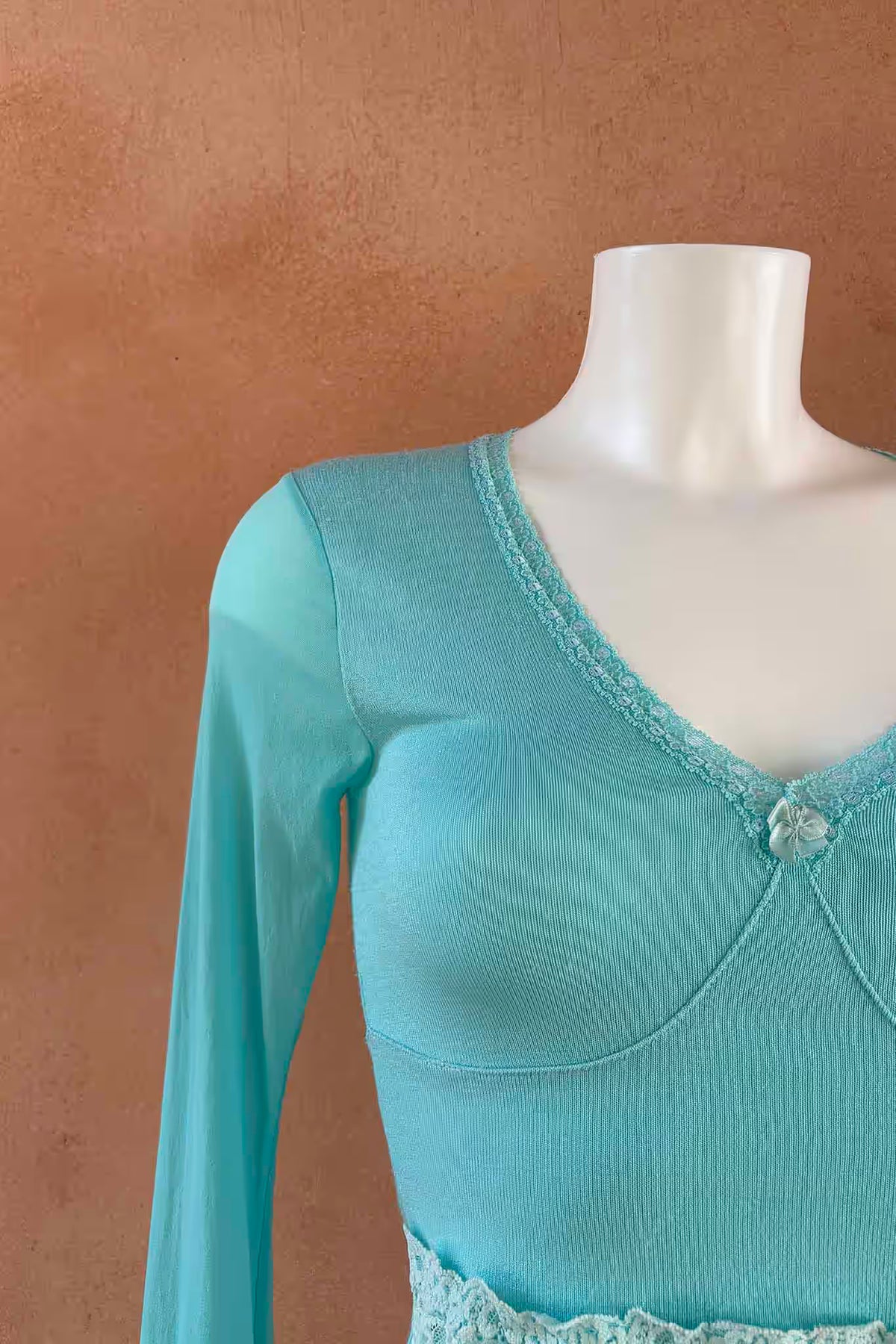 The Sandro Ferrone Turquoise Lace Trim Y2K Top