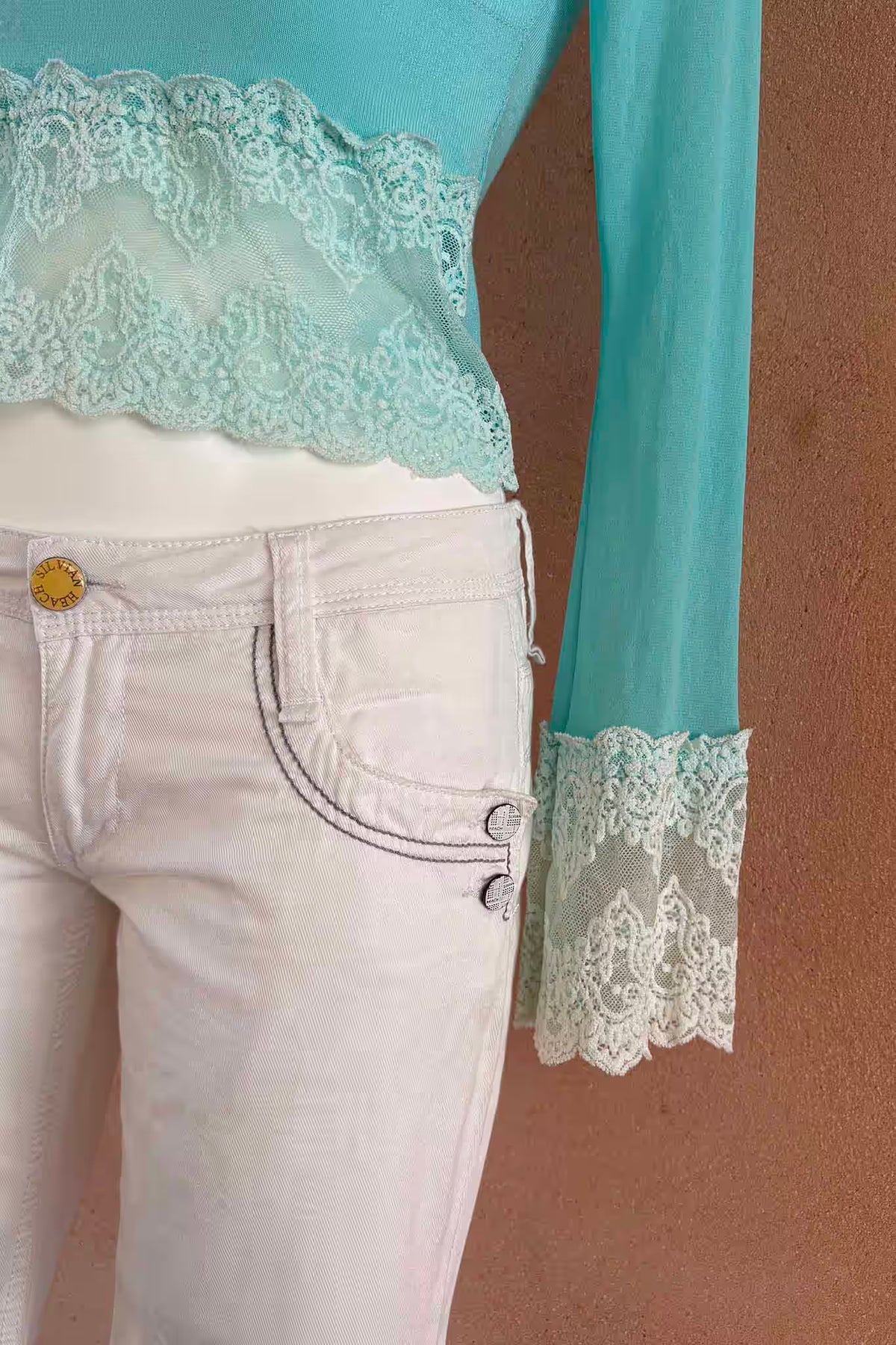 The White Low-Rise Flared Y2K Pants