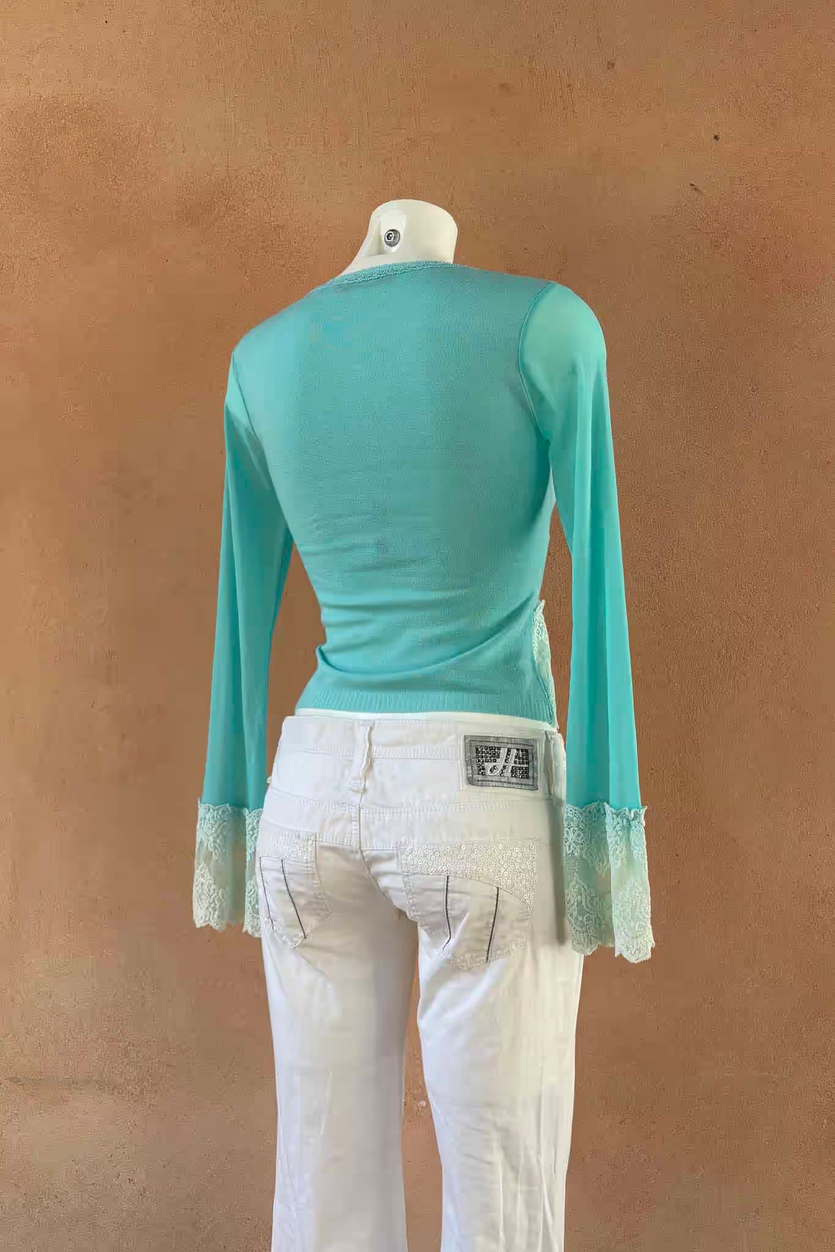 The White Low-Rise Flared Y2K Pants