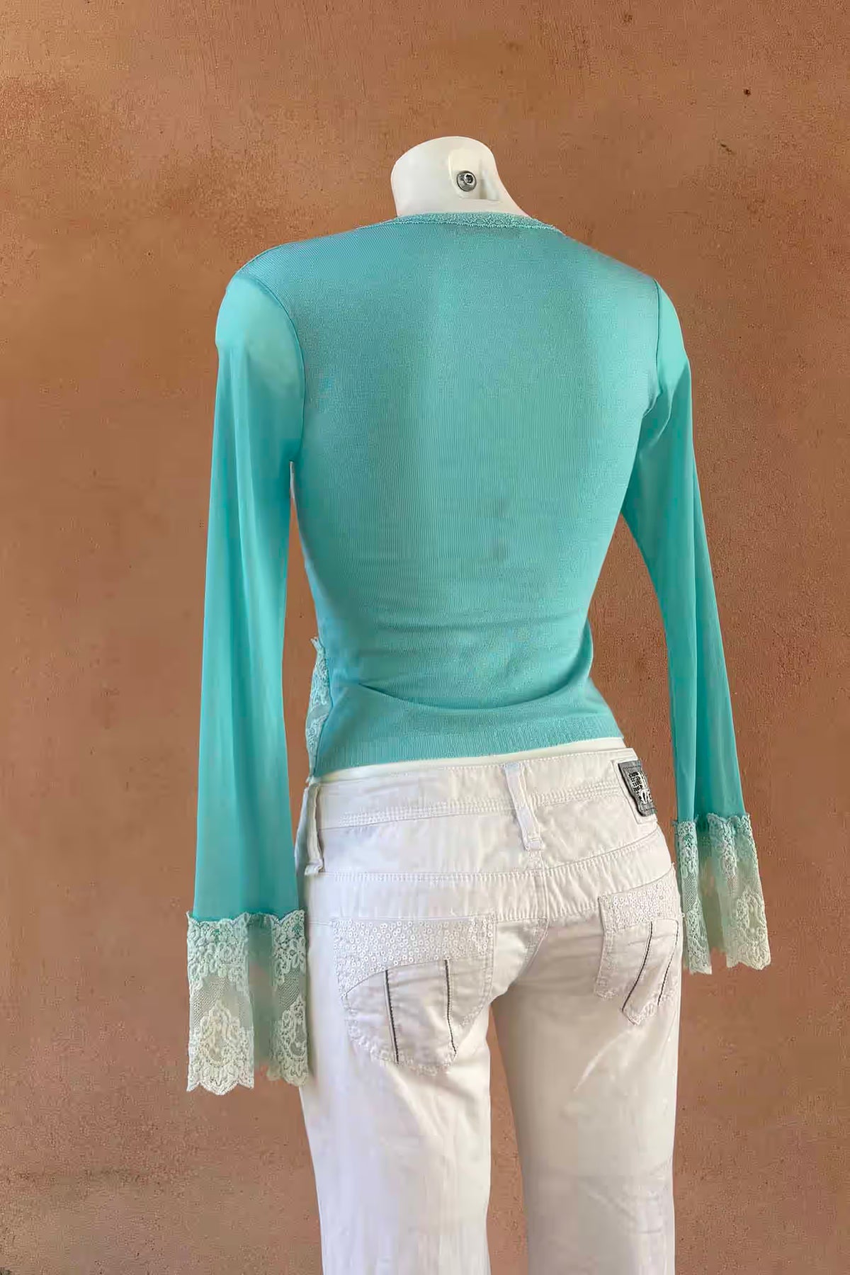 The White Low-Rise Flared Y2K Pants