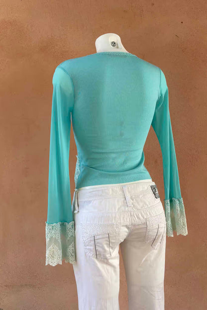 The White Low-Rise Flared Y2K Pants