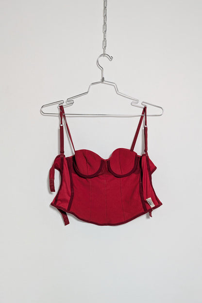 The 90s Red Leather-Like Corset
