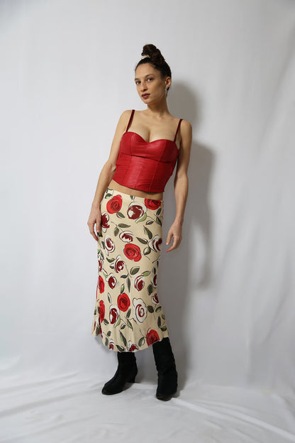 The 90s Red Leather-Like Corset